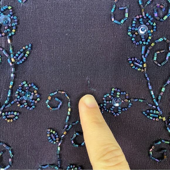 Arianna by Rachel Kaye | Vintage Deadstock Navy/Eggplant Beaded Dress 8 - Picture 11 of 11